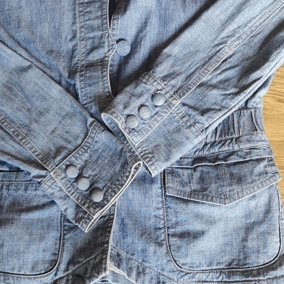 Oakley Light Denim Chambray Button-Up Coat Small - Picture 6 of 11